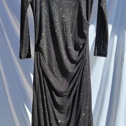Black Glitter Long-Sleeve Dress – Size Medium (Worn Once)