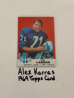 Alex Karras Detroit Lions Hall of Fame DT 1969 Topps Card.