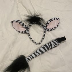 Zebra Headband Ears And Tail Costume