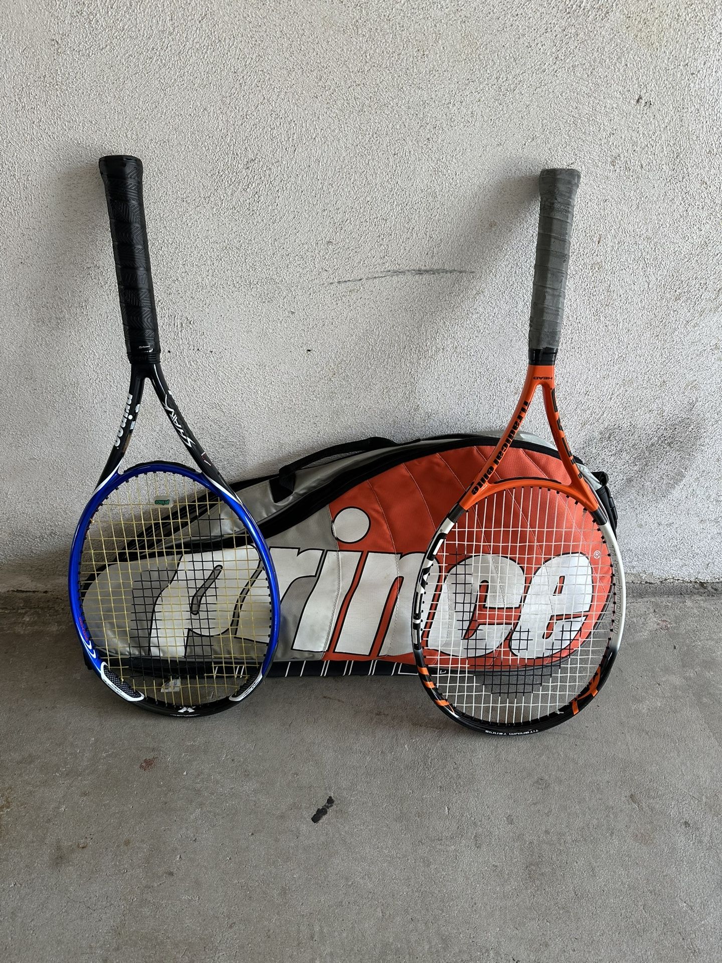 Head And Prince Titanium Tennis Rackets With Carrying Bag