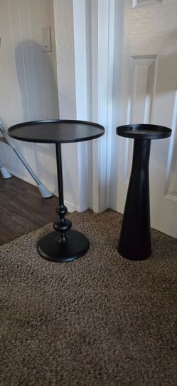 Large and Small round turned metal side table black
