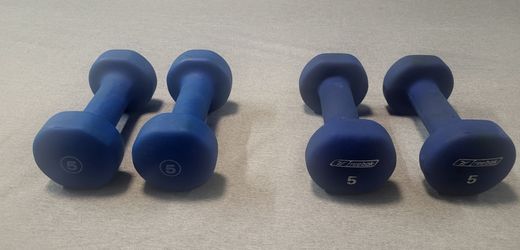 Weight Rubberized Hand Dumbbells Two Pairs of 5lbs