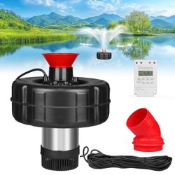Pond Fountain Aerator, 1HP 750W 110V Stainless Steel Floating Fountain Fit for Ponds & Lakes with 100 FT Power Cord & Timer, Outdoor Ponds Water Fount