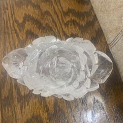 Clear quartz flower carving 5.5” x 3”