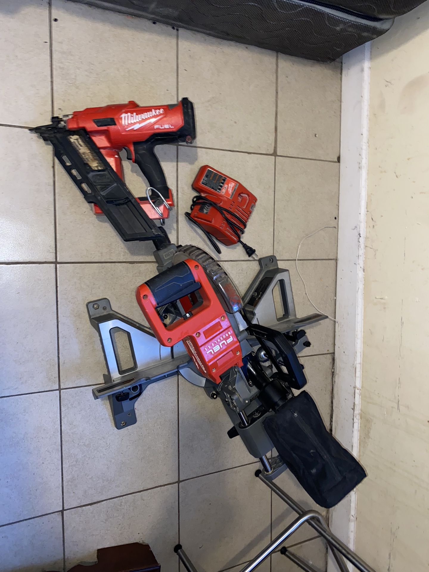 Table Saw , Nail Gun , Electrical Tube Cutter, Charger (batteries Not Included)