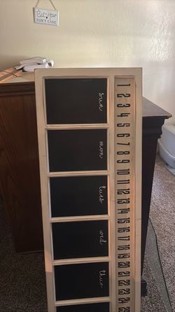 Wooden Chalk board , days of the week