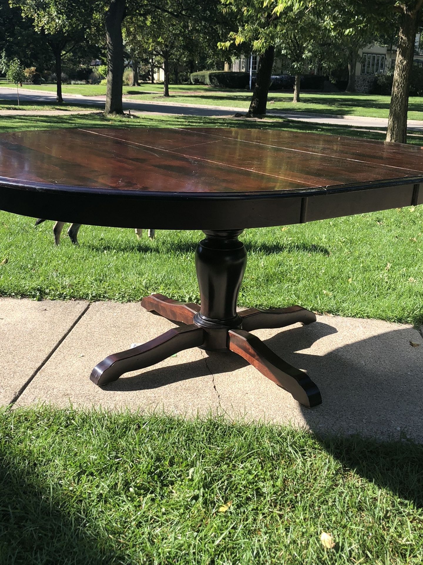 Ethan Allen Pedestal Dining Table. 54” Round To 72” With Leaf