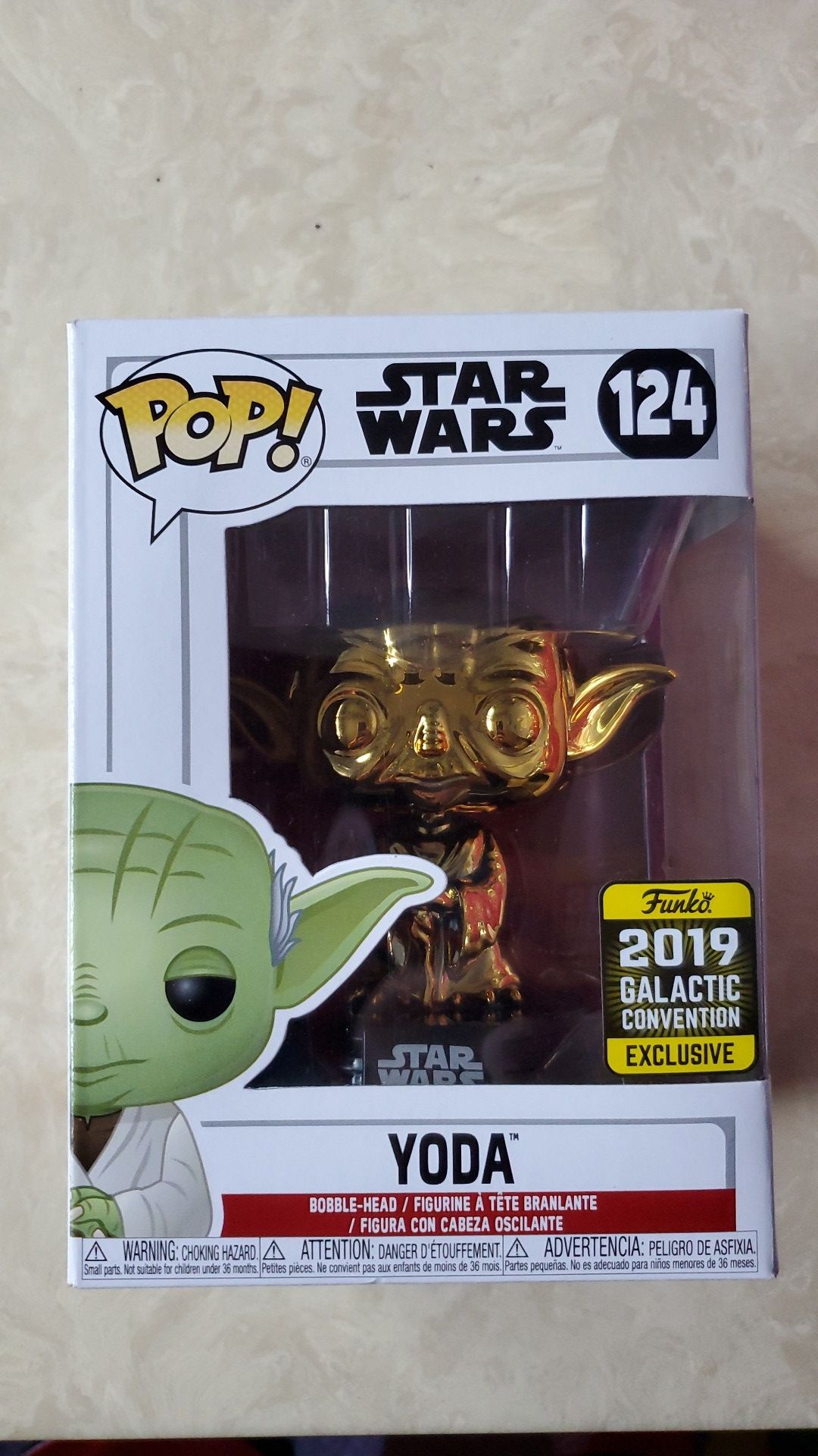 Star Wars 2019 Galactic Convention Exclusive Golden Chrome Yoda Funko Pop