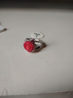 Rose Ring 18 Kt GP Stamped Sz 7 New 