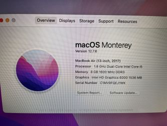 (#27) 2017 13” Apple MacBook Air "Core i5" 1.8, 8 RAM, 256 GB)