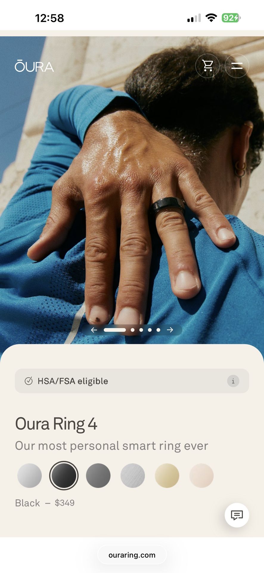 Oura Ring 4  Size 7 And 8 Black 