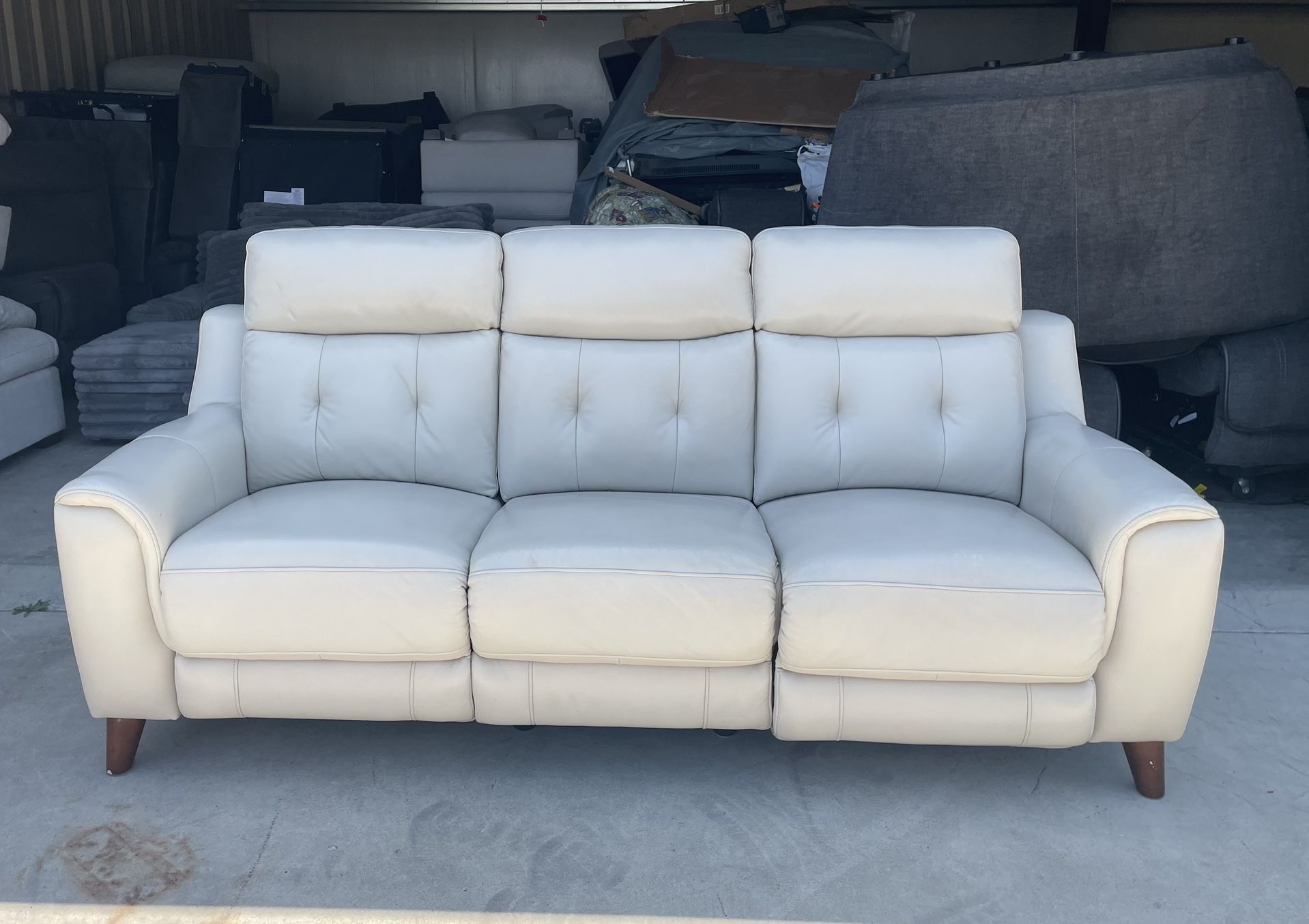 LEATHER POWER RECLINING SOFA WITH POWER HEADREST