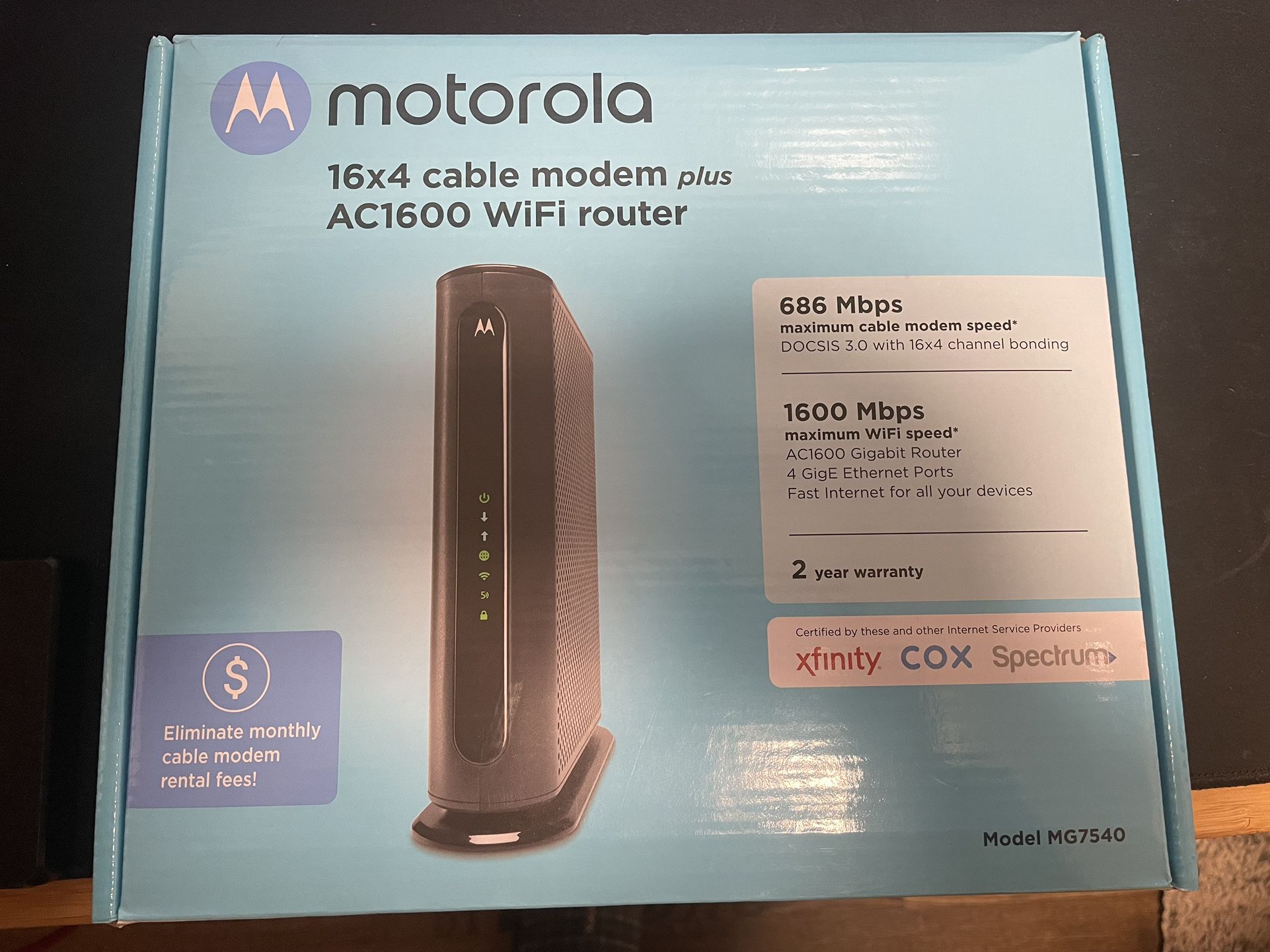 Motorola AC Dual-Band Wi-Fi Router With 16 X 4 Modem