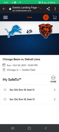 2 Chicago Bears Vs Lions Tickets Section 224