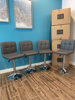 Brand new 4 gray bar stools ( adjustable height and swivel ) chair chairs bar stool