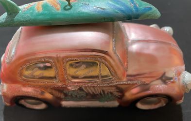 Glass VW Beetle Ornament, 60s, 70s, Beach, Surf, Hippie Themed