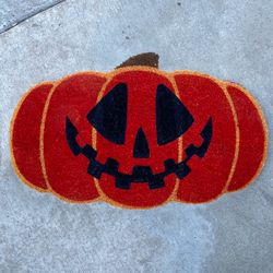 Custom Halloween Doormat – Pumpkin Mat in Pink or Orange – Handmade Seasonal Porch Decor