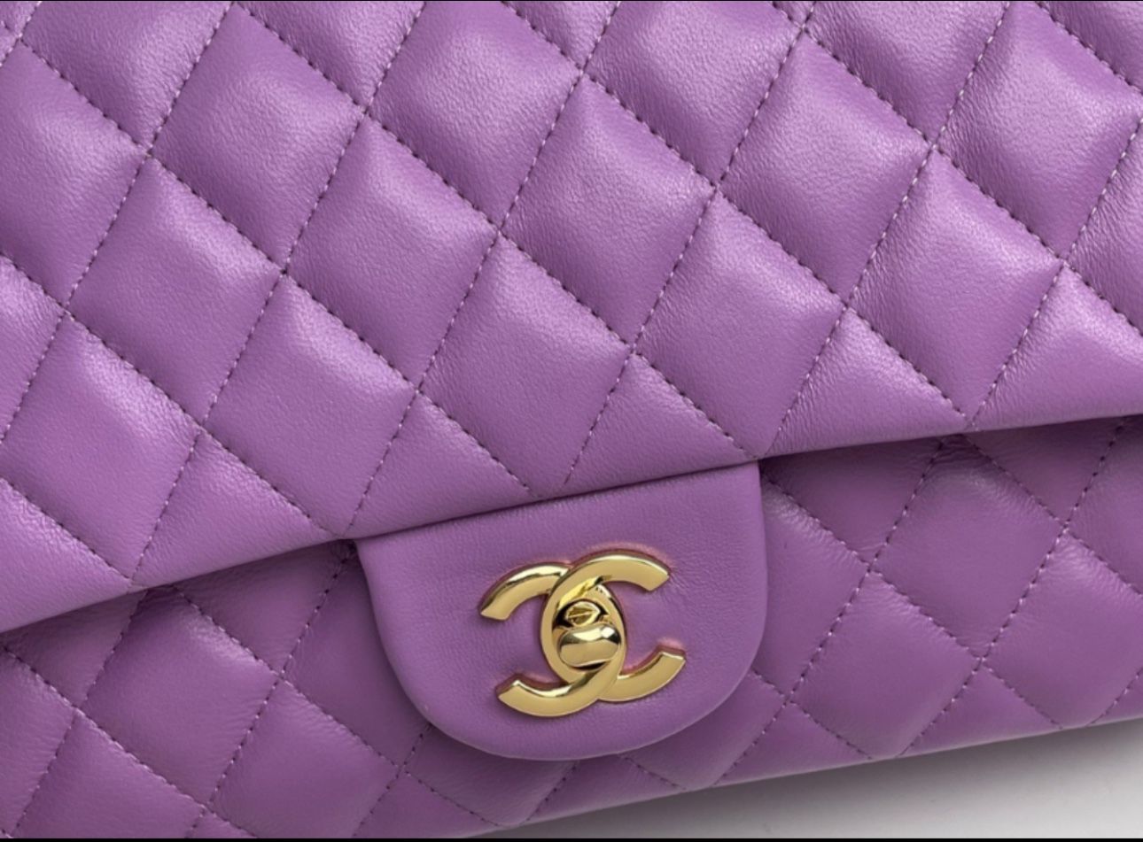 Chanel Double Flap Classic Handbag in Lilac