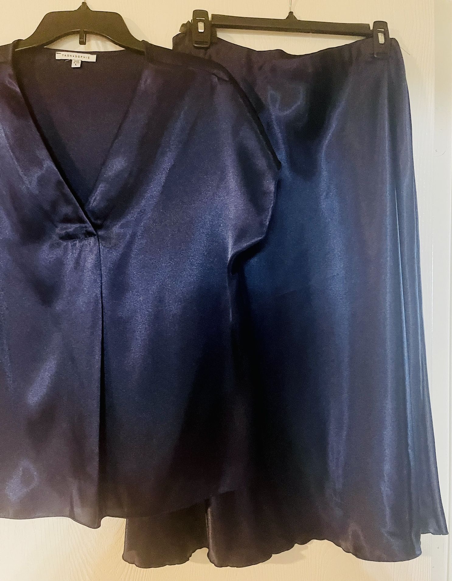 Silky Satin Royal Blue Skirt Set