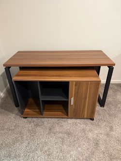 Computer Desk with Storage Cabinet and Shelves