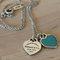 Tiffany Blue Double Heart Tag Necklace