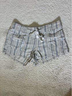 SO Women's White/Blue Striped Chino Drawstring Shorts w/ Pockets Size S