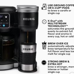 Keurig k•Keurig K-Duo Hot & Iced Single-Serve & Carafe Coffee Maker Black: ElecmduDuo