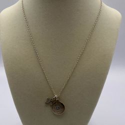 Silver Tone Believe Charm Necklace