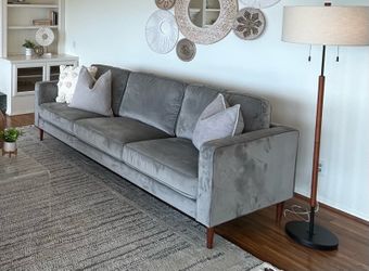 Blue/Grey velvet MCM Sofa