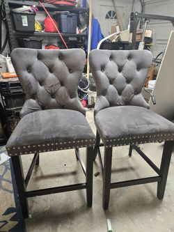 Bar Stools Set of 2, Velvet