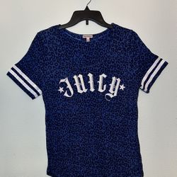 Juicy Couture Blue Leopard Print Top With Glitter Logo
