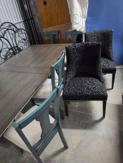Dining table and six chairs
