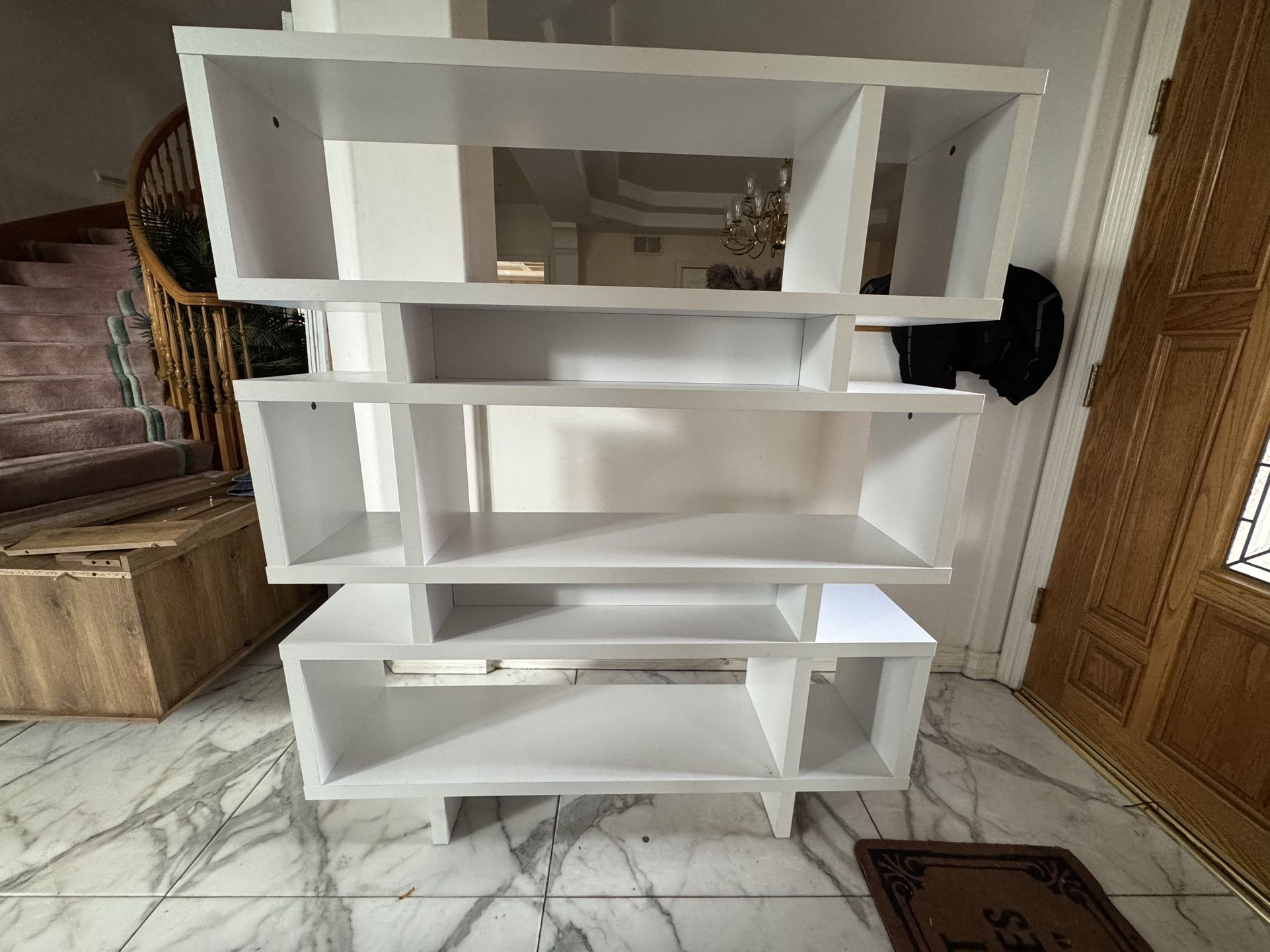 Modern Geometric White Bookcase / Display Shelf (From AllModern/Wayfair – discontinued model)