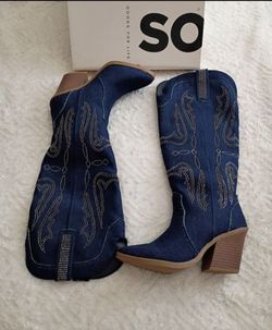 SO Denim Western Cowgirl Boots size 6