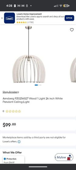 3) New Pendant Lamp Modern Arnsberg Wood 24 inch White Ceiling Light Made In Germany 