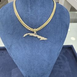 Pendant Map Cuba 🇨🇺 Diamonds Real And Gold 