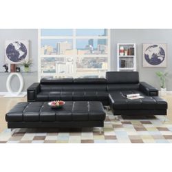 Black Sectional Sofa - Ottoman Sold Separately 
