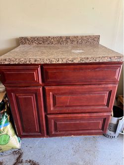 Free cabinets and chandelier