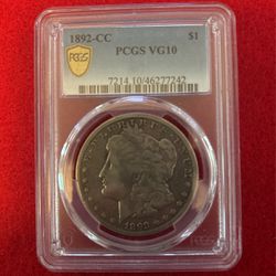 1892-CC Morgan Silver Dollar. PCGS VG10
