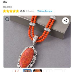 Orange Turquoise Paperclip Necklace 