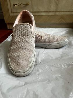 Light Pink Braided Suede Vans Slip-ons