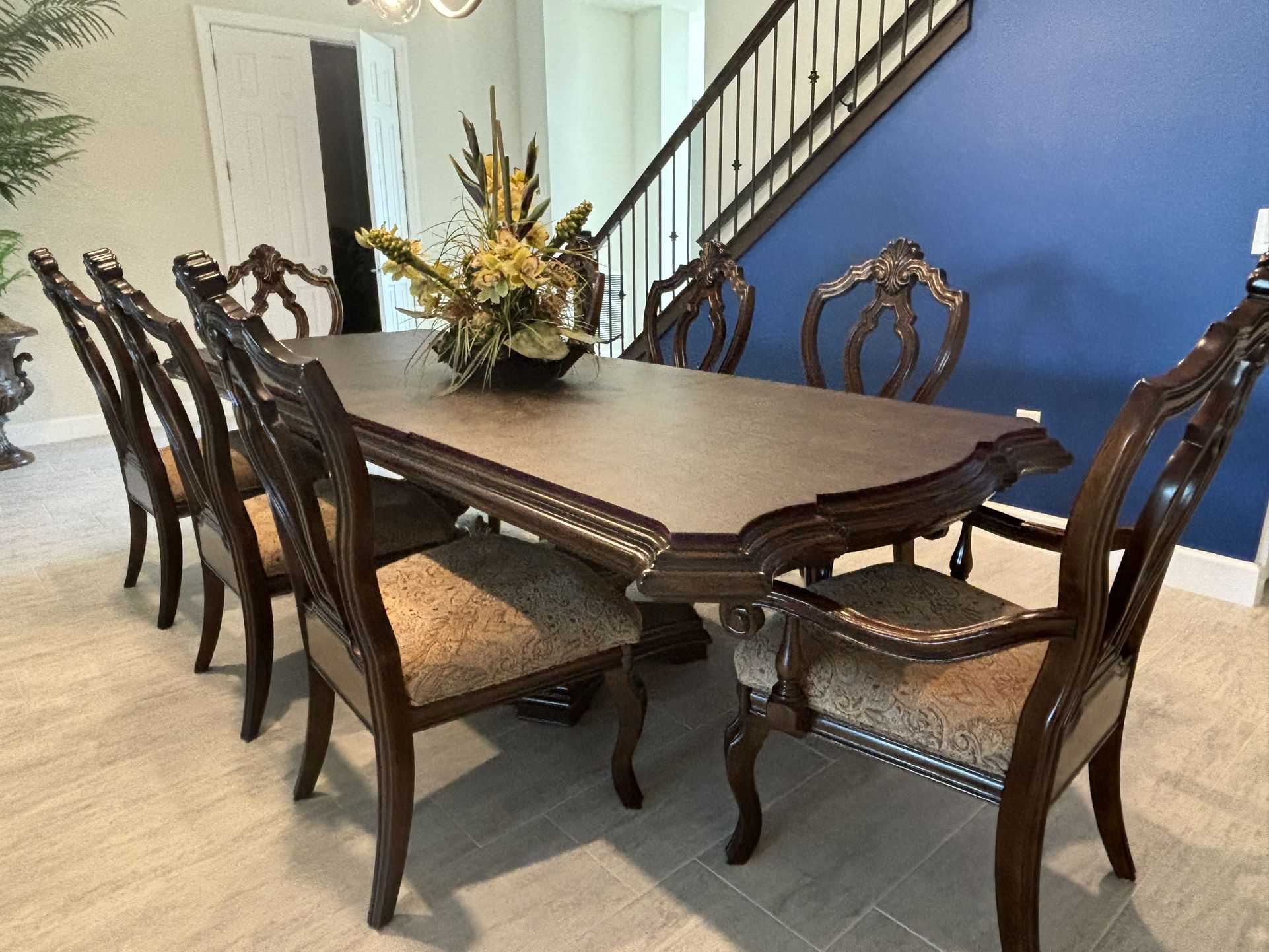 Hardwood Dining Table Set With 8 Chairs
