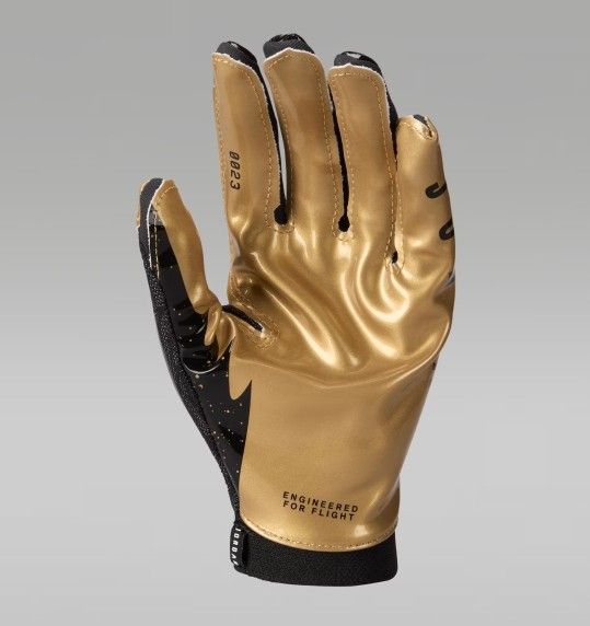 Nike Jordan Vapor Knit Football Gloves Men's Large Black/Metallic Gold Size Lrg.