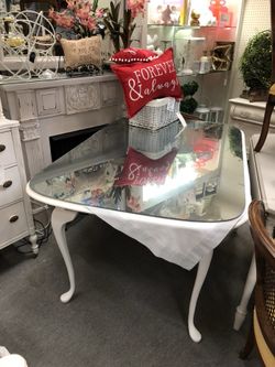 Beautiful shabby chic White dinning table with mirrored glass top