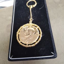 Gold Plated John F Kennedy Half Dollar Keychain/Collector Item