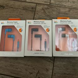 3 Pairs Of Corded Earphones With Mics