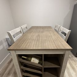 Counter Height Dining Table & 4 Barstools