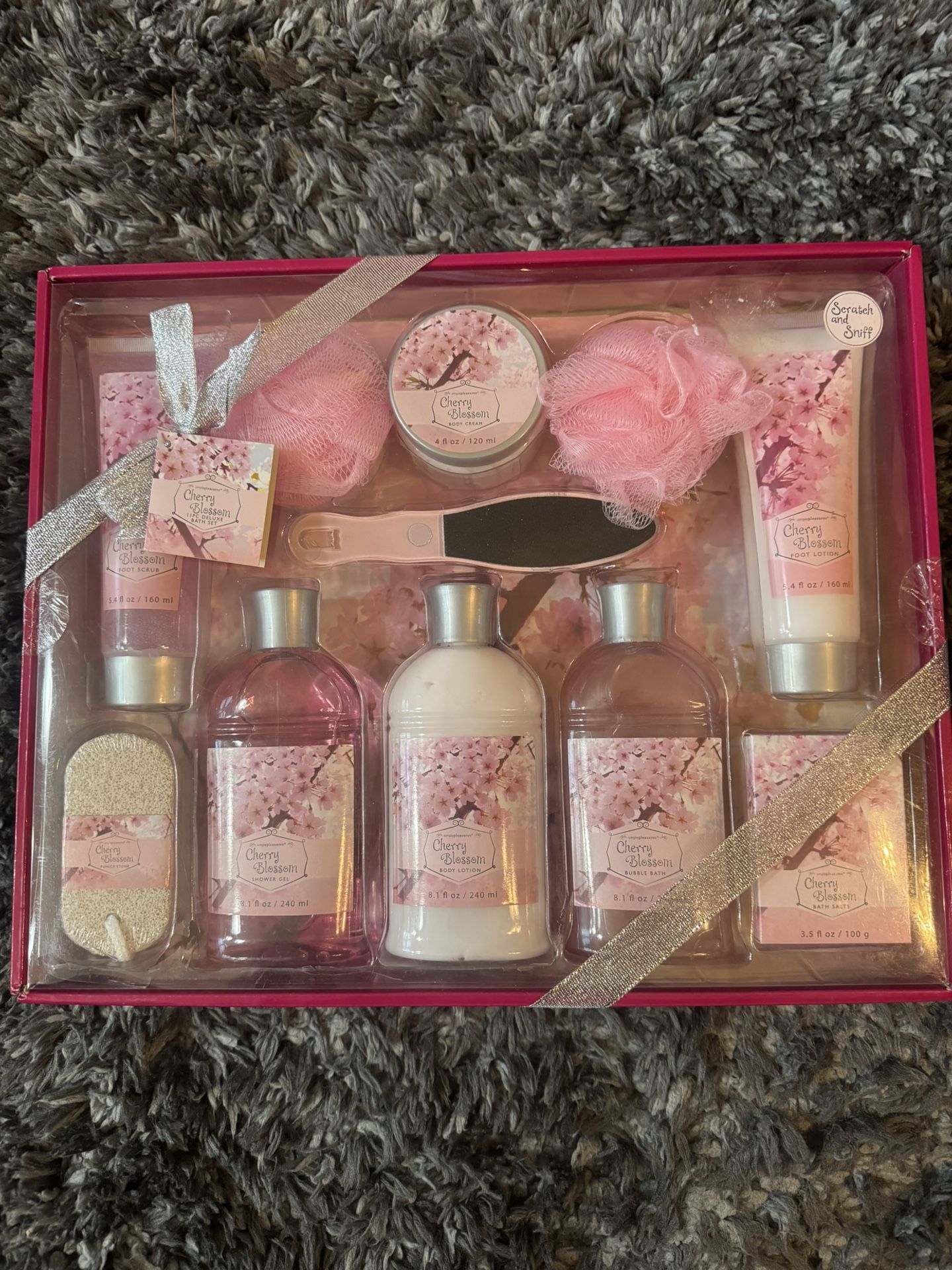 Christmas Cherry Blossom 11pc Deluxe Bath Set New