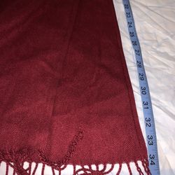 Burgundy Shaw / Scarf measurements and pics.