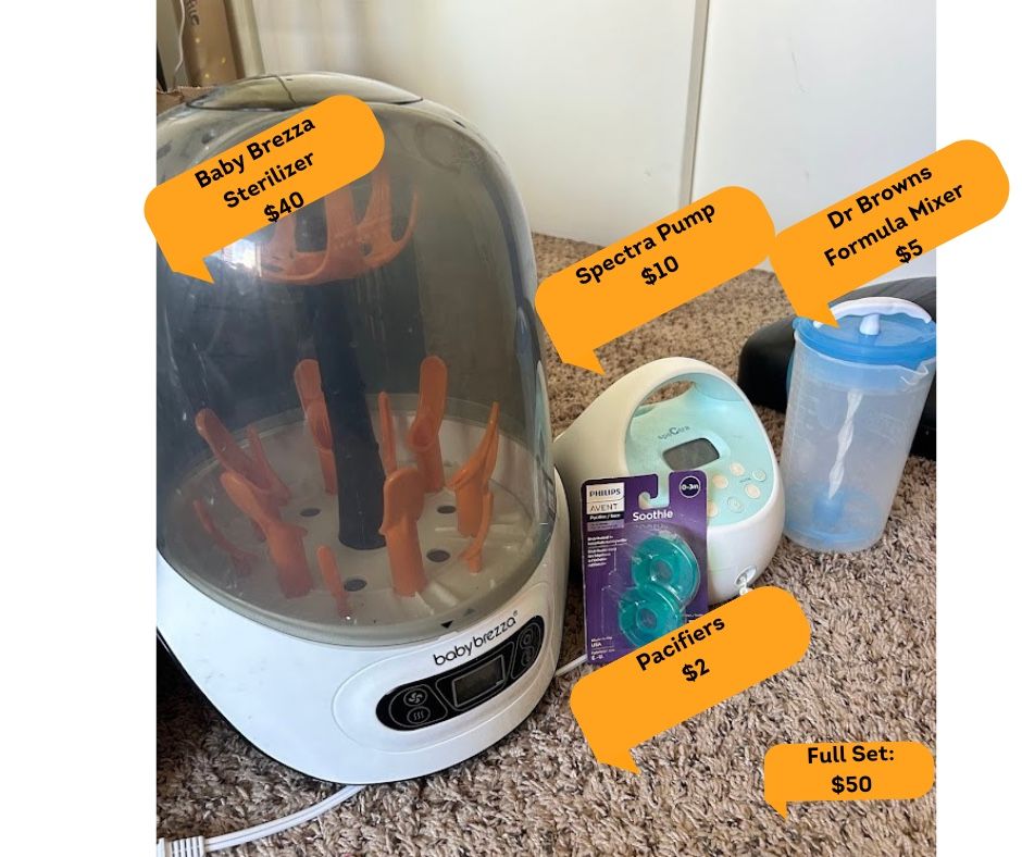 Baby Bottle Sterilizer, Formula Mixer, & Pump, And